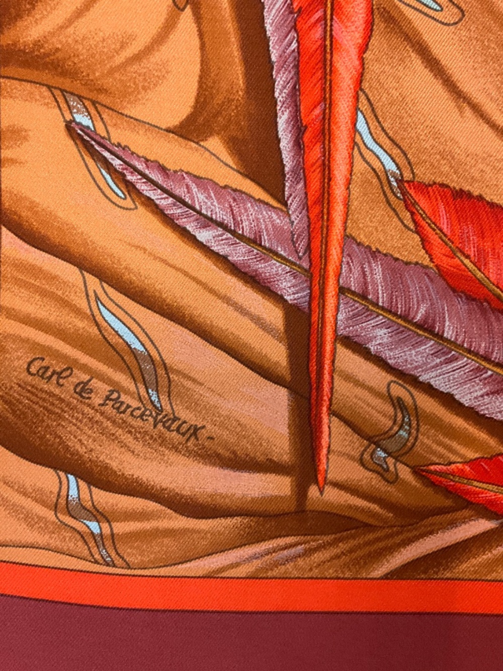HERMES BURGUNDY MULTI CHRISTOPHE COLOMB DECOUVRE L’AMERIQUE SQUARE SILK TWILL SC - Picture 7 of 10